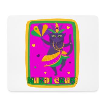 Mardi Gras Dancing Cat - Mouse Pad (horizontal) - white - Front