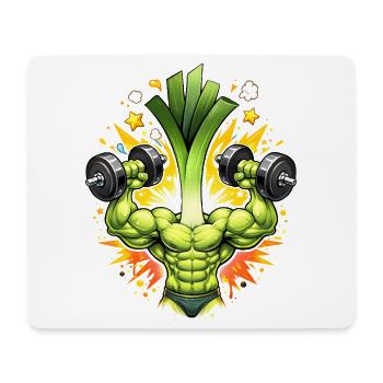 Strong Leek Bodybuilder Illustration - Mouse Pad (horizontal) - white - Front