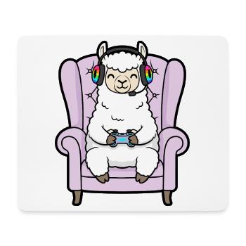 Gamer Llama Alpaca Playing Video Games Art - Mouse Pad (horizontal) - white - Front