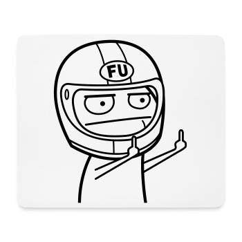 FU Meme mit Motorradhelm (Farben änderbar) - Mousepad (Querformat) - Weiß - Vorne