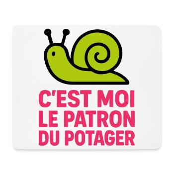 C'est Moi le Patron du Potager : Design Escargot - Tapis de souris (format paysage) - blanc - Devant