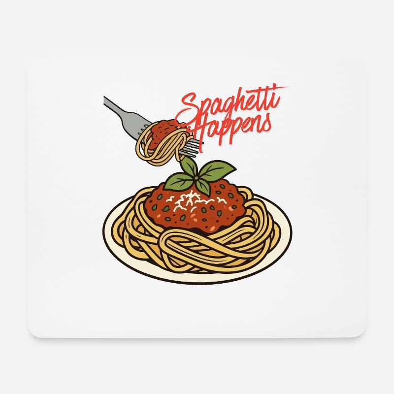 Spaghetti happens - Mousepad (Querformat) - Weiß