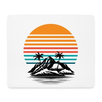 Soleil rétro palmier horizon - Tapis de souris (format paysage) - blanc - Devant