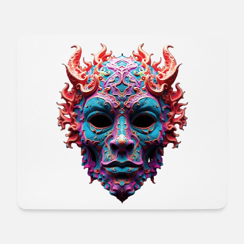 Verzierte Feuerdämonenmaske - Mousepad (Querformat) - Weiß
