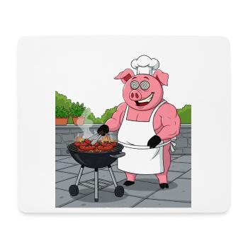 Grilling cozy pig - Mouse Pad (horizontal) - white - Front