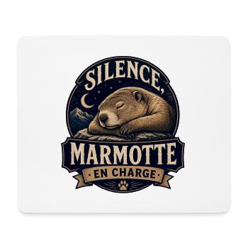 Silence, Marmotte en Charge - Tapis de souris (format paysage) - blanc - Devant
