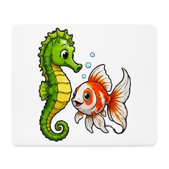Unterwasserfreunde Seepferdchen Goldfisch - Mousepad (Querformat) - Weiß - Vorne