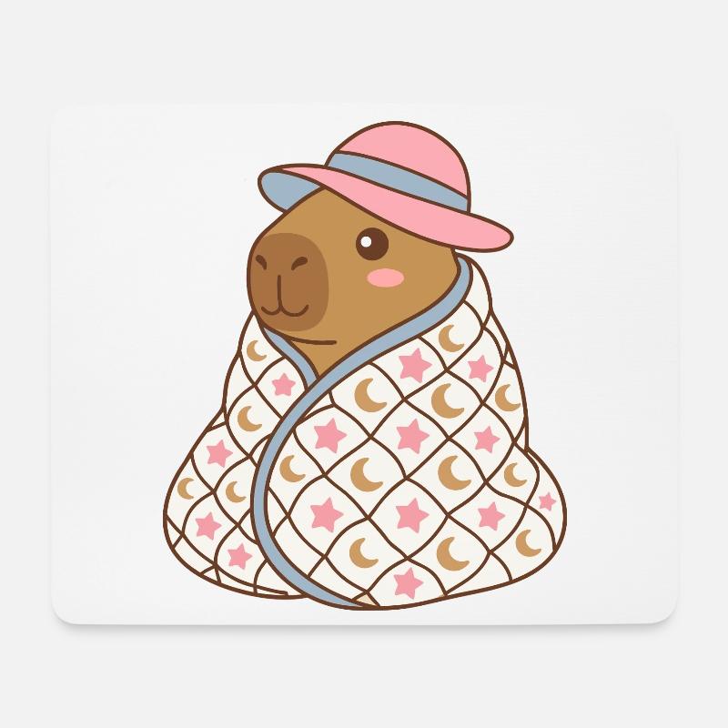 Cozy Capybara im Sternen-Quilt-Cape – Gemütliches Geschenk - Mousepad (Querformat) - Weiß