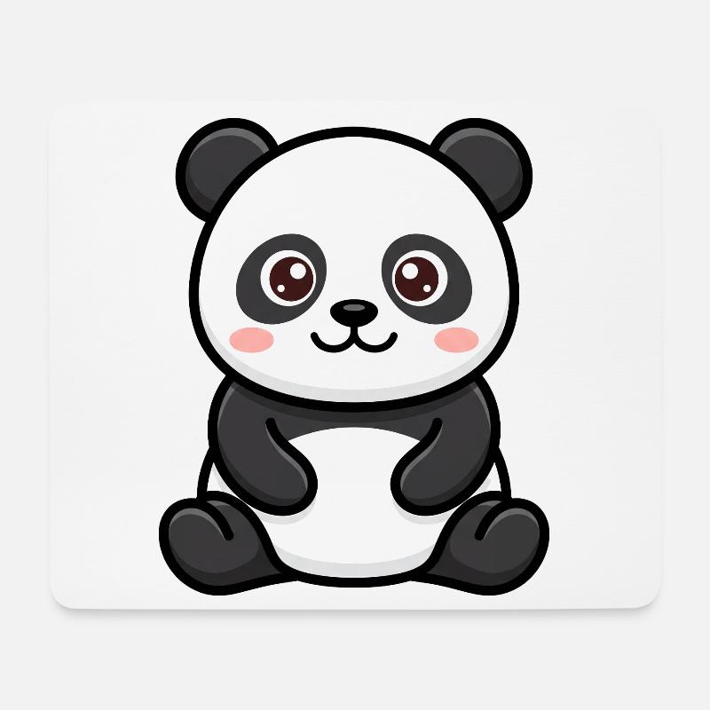 Panda-Plüsch-Kawaii-Zeichentrickfilm - Mousepad (Querformat) - Weiß