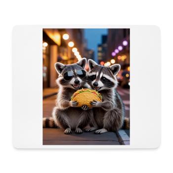Raccoon Taco Duo in City Light - Mouse Pad (horizontal) - white - Front