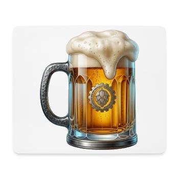 CRAFT BEER – Beer mug with hop gear illustration - Mouse Pad (horizontal) - white - Front