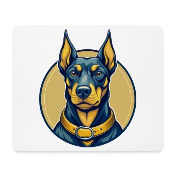 Dobermann Dog Kawaii Mascot Cartoon Clipart Logo - Mouse Pad (horizontal) - white - Front