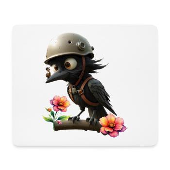Corbeau Aventurier Casqué - Tapis de souris (format paysage) - blanc - Devant