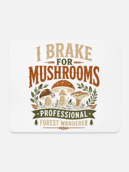 Lustiger Pilzsammler, ich bremse für Pilze - Mousepad (Querformat) - Weiß