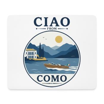 Como See: Villa, Boot und Berglandschaft - Mousepad (Querformat) - Weiß - Vorne