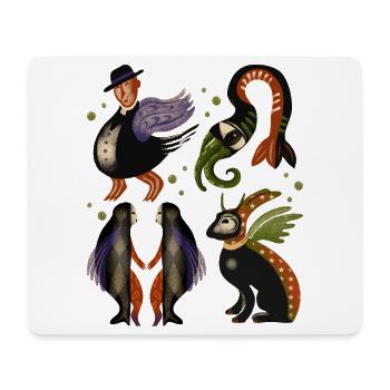 Fabelhafte Vogelwesen Quartett - Mousepad (Querformat) - Weiß - Vorne