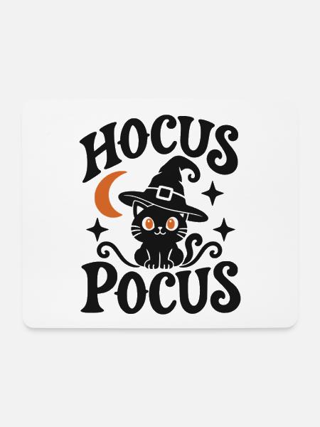 Hokuspokus Schwarze Katze Hexe Mond Halloween - Mousepad (Querformat) - Weiß