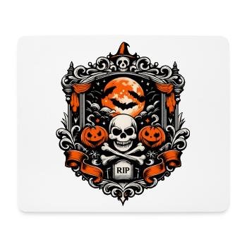 Barocker Halloween Schädel mit Mondkürbis - Mousepad (Querformat) - Weiß - Vorne