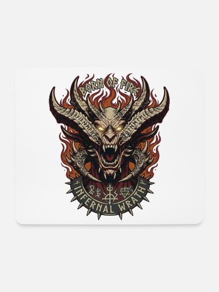 Dämon born of fire dark fantasy - Mousepad (Querformat) - Weiß