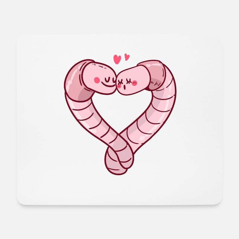 Wurm Regenwurm Valentinstag - Mousepad (Querformat) - Weiß