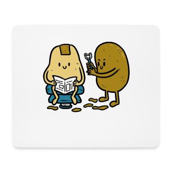 Kartoffel beim Friseur - Mousepad (Querformat) - Weiß - Vorne