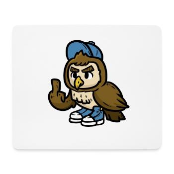 Eule Zeigt Mittelfinger - Mousepad (Querformat) - Weiß - Vorne