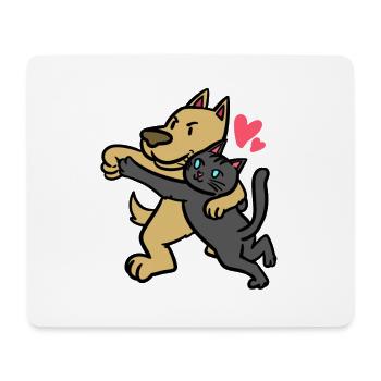 Loving cat & dog - Mouse Pad (horizontal) - white - Front