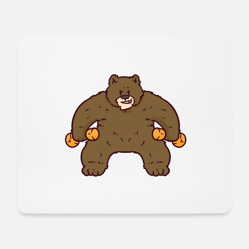 Bodybuilding Bär fitness Hantel witzig - Mousepad (Querformat) - Weiß