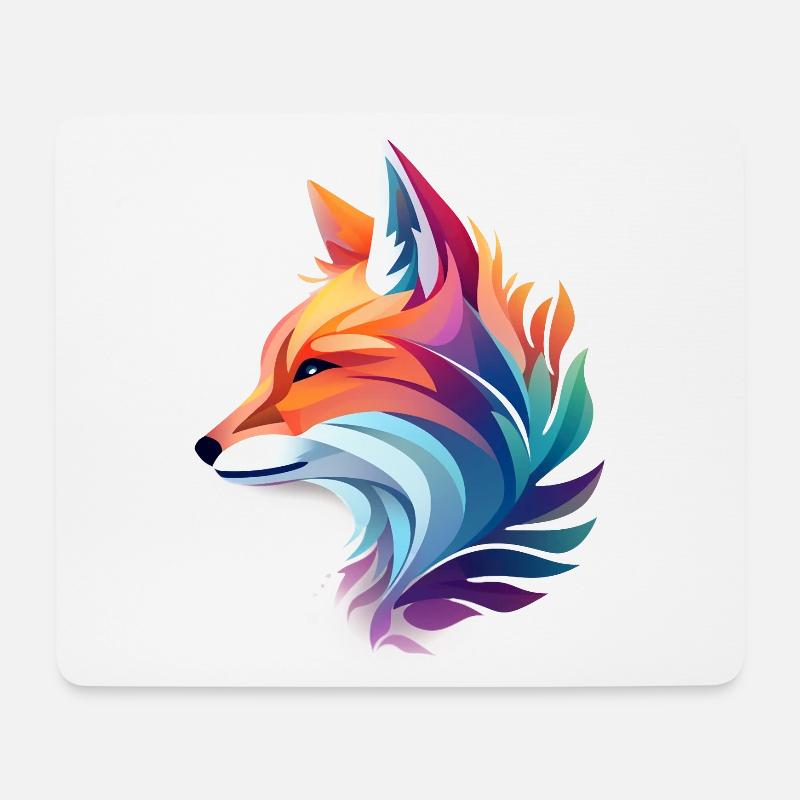 Bunter Fuchs - Mousepad (Querformat) - Weiß