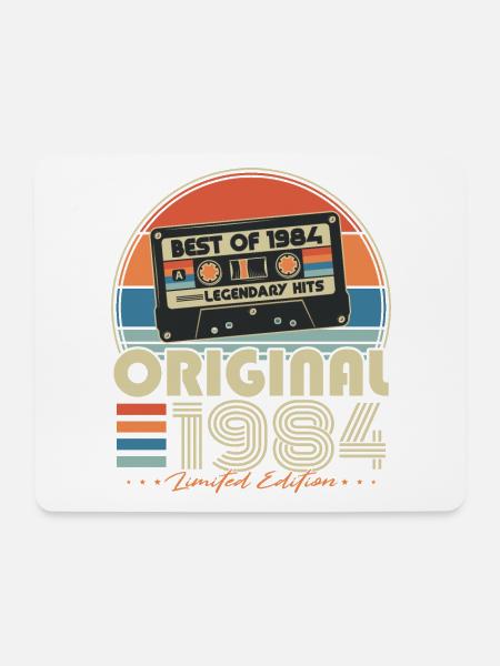 Original 1984 Vintage Jahrgang Geburtstag Retro - Mousepad (Querformat) - Weiß