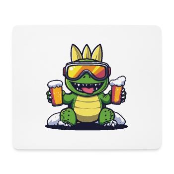 Dinosaurier stegosaurus Apres Ski Bier - Mousepad (Querformat) - Weiß - Vorne