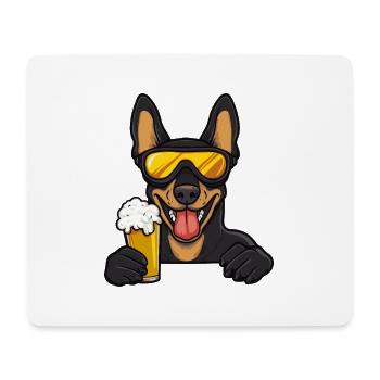 Dobermann Hund Apres Ski Bier Comic - Mousepad (Querformat) - Weiß - Vorne