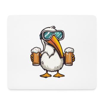 Pelican oiseau après-ski bière bande dessinée - Tapis de souris (format paysage) - blanc - Devant