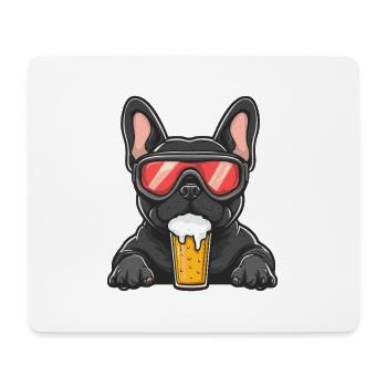 Französische Buldogge Hund Apres Ski Bier Comic - Mousepad (Querformat) - Weiß - Vorne