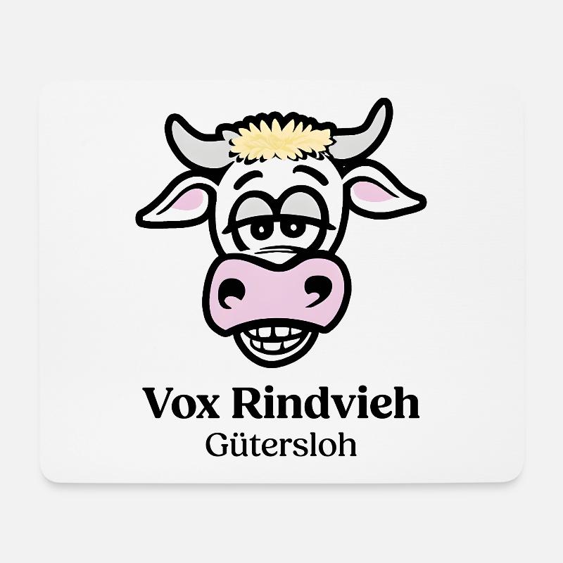 Humorvolle Kuh mit Lachgesicht - Mousepad (Querformat) - Weiß