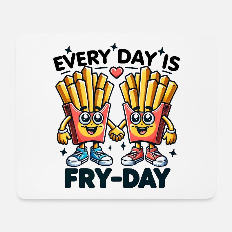 Jeder Tag ist Pommes Tag verliebte Pommestüten - Mousepad (Querformat) - Weiß