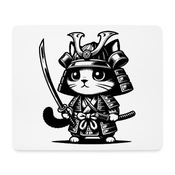 Samurai-Katze – Originalgeschenk - Mousepad (Querformat) - Weiß - Vorne