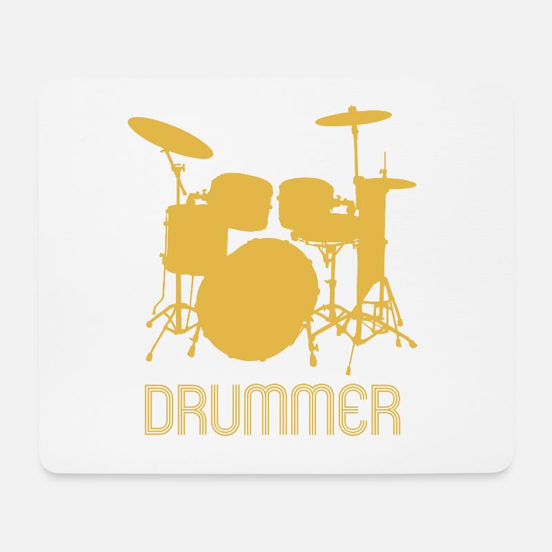 Retro Pop Art drummer.Drumming Kit. Musician Gifts - Mouse Pad (horizontal) - white