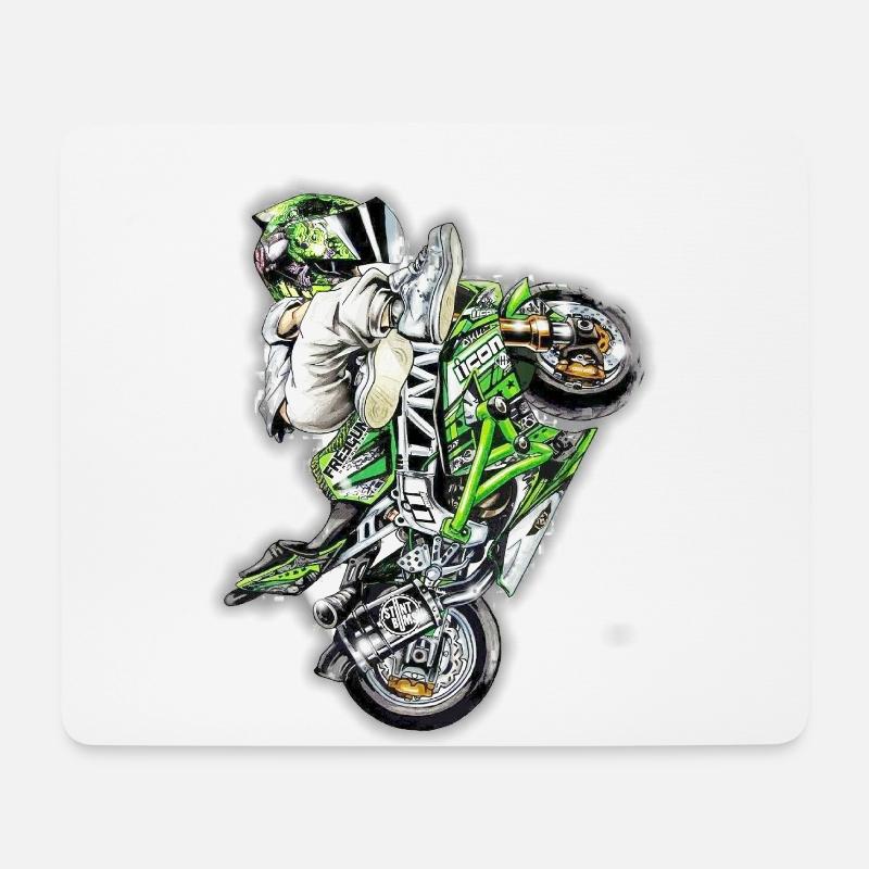 Stunt Biker - Tapis de souris (format paysage) - blanc