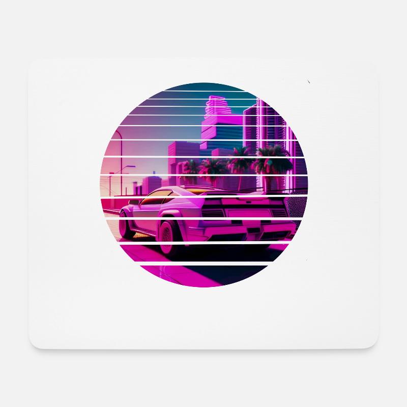 Retro Wave Sport 80s Vaporwave Sunset - Mousepad (Querformat) - Weiß
