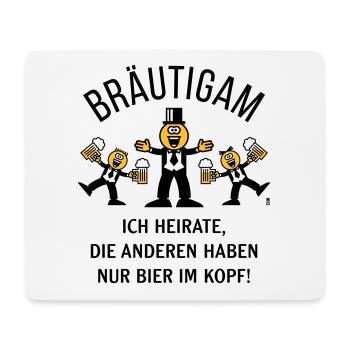 Bräutigam (Karikatur / Bier Im Kopf / 3C / B) - Mousepad (Querformat) - Weiß - Vorne