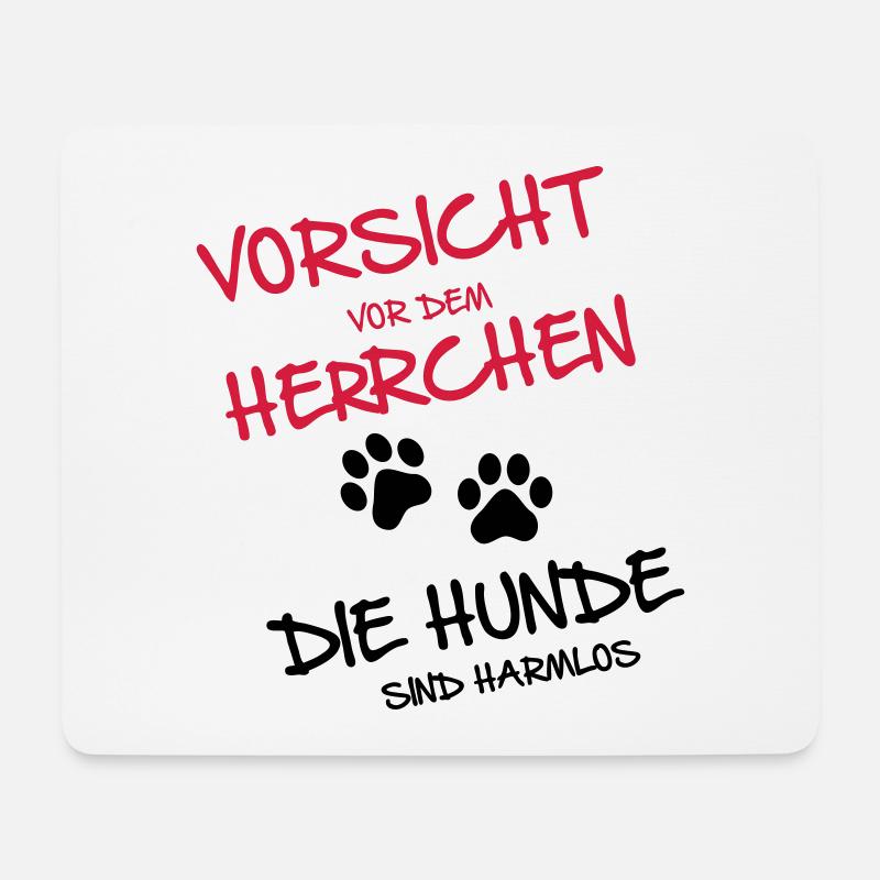 Vorsicht Herrchen - Hunde - Mousepad (Querformat) - Weiß