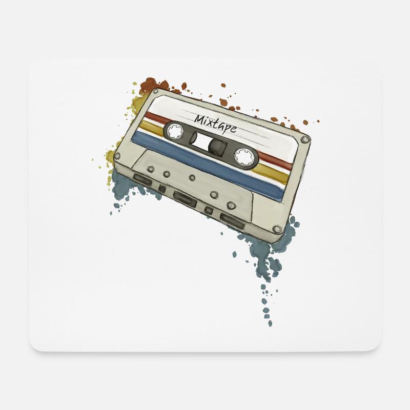 Retro Style Mixtape Funky Oldschool Kassette - Mousepad (Querformat) - Weiß