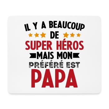 Mon super héros préféré est Papa - Tapis de souris (format paysage) - blanc - Devant