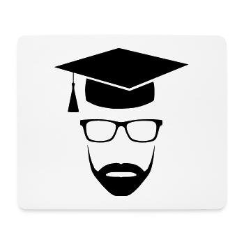 Maître Uni Nerd avec barbe - Tapis de souris (format paysage) - blanc - Devant