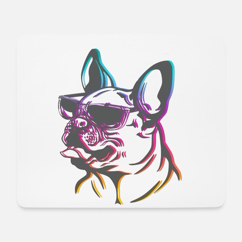 Bulldog Sonnenbrille Cool - Mousepad (Querformat) - Weiß
