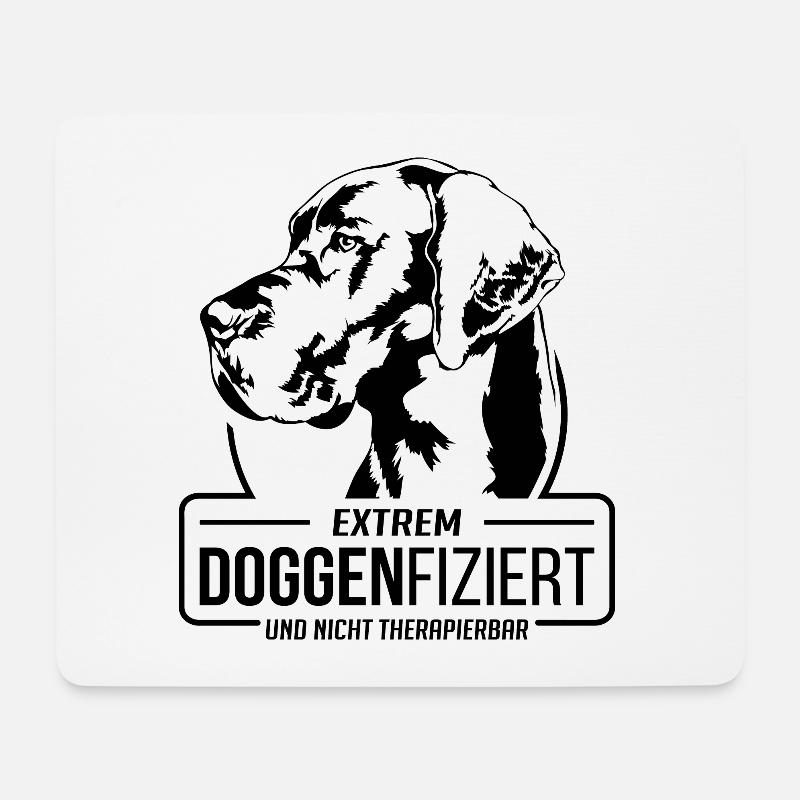 DOGGENFIZIERT Deutsche Dogge Hundespruch Wilsigns - Mousepad (Querformat) - Weiß