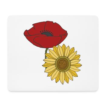 mohn sonnenblume - Mousepad (Querformat) - Weiß - Vorne