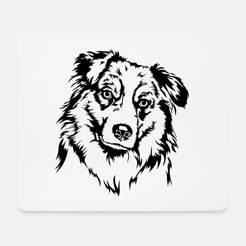 AUSTRALIAN SHEPHERD Hunde Portrait Hund Wilsigns - Mousepad (Querformat) - Weiß