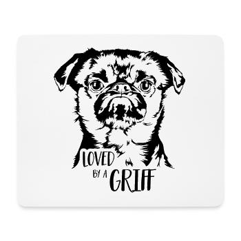 Loved by a Griff Hundespruch Zwerggriffon Wilsigns - Mousepad (Querformat) - Weiß - Vorne
